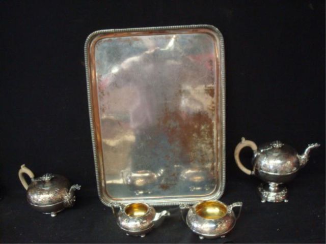 Appraisal: th Cent English Silverplate Tea Set Tray seems to be