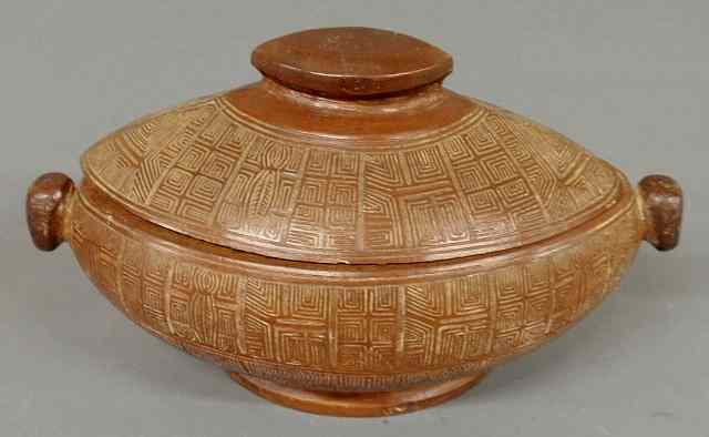 Appraisal: Bowl carved In which Princess Nahienaena's feather lei was returned