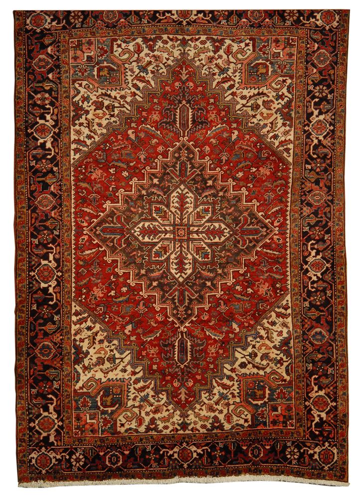 Appraisal: ORIENTAL RUG HERIZ ' x ' Central brown medallion in