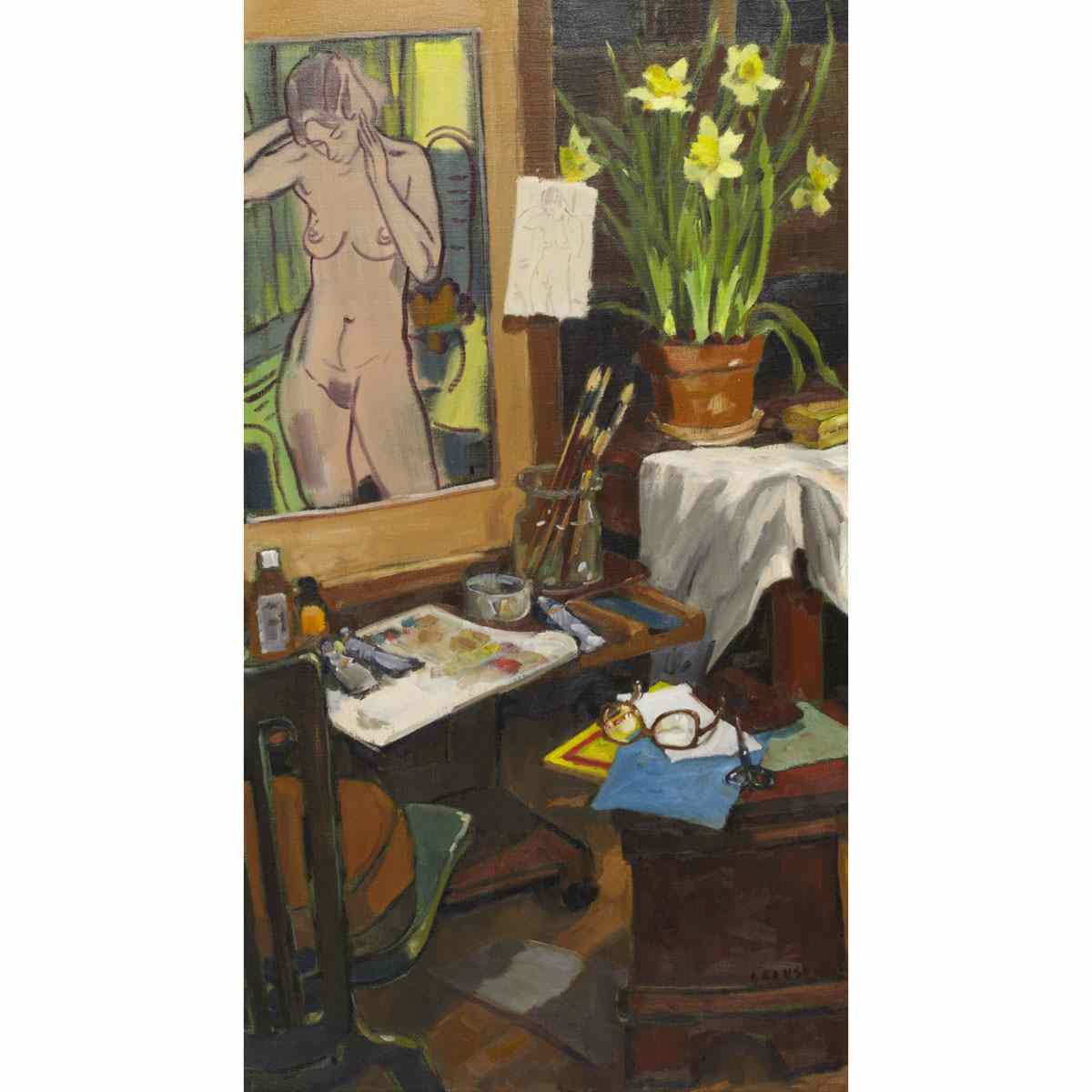 Appraisal: HELMUT GRANSOW R C A STUDIO STILL LIFE WITH STANDING