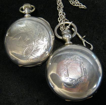 Appraisal: Two American coin silver hunting case pocket watcheswalthm and elgin