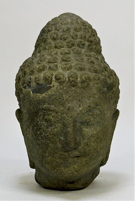 Appraisal: Antique Thai Carved Stone Buddha Head Fragment Thailand th Century