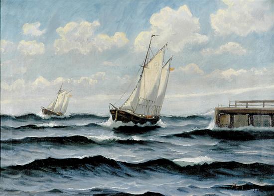 Appraisal: Continental school early th century CHOPPY SEAS oil on canvas