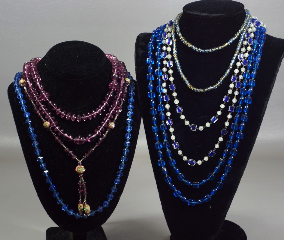 Appraisal: crystal necklaces Venetian blue amethyst aqua opalescent longest