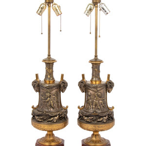 Appraisal: A Pair of French Gilt and Silvered Bronze and Marble