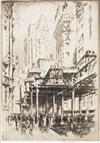 Appraisal: JOSEPH PENNELL Two etchings Lower Broadway x mm x inches