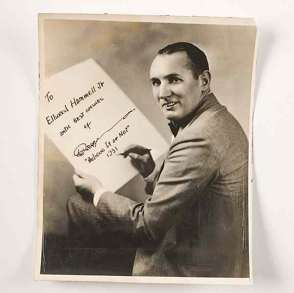 Appraisal: Robert Ripley Signed Photograph Robert Ripley - American cartoonist and