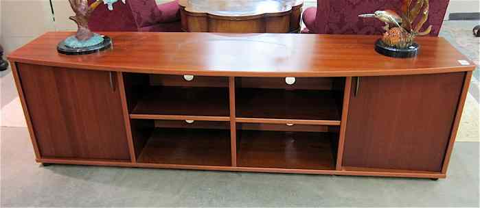 Appraisal: DANISH MODERN MEDIA STAND Dania Furniture Co recent teak veneer