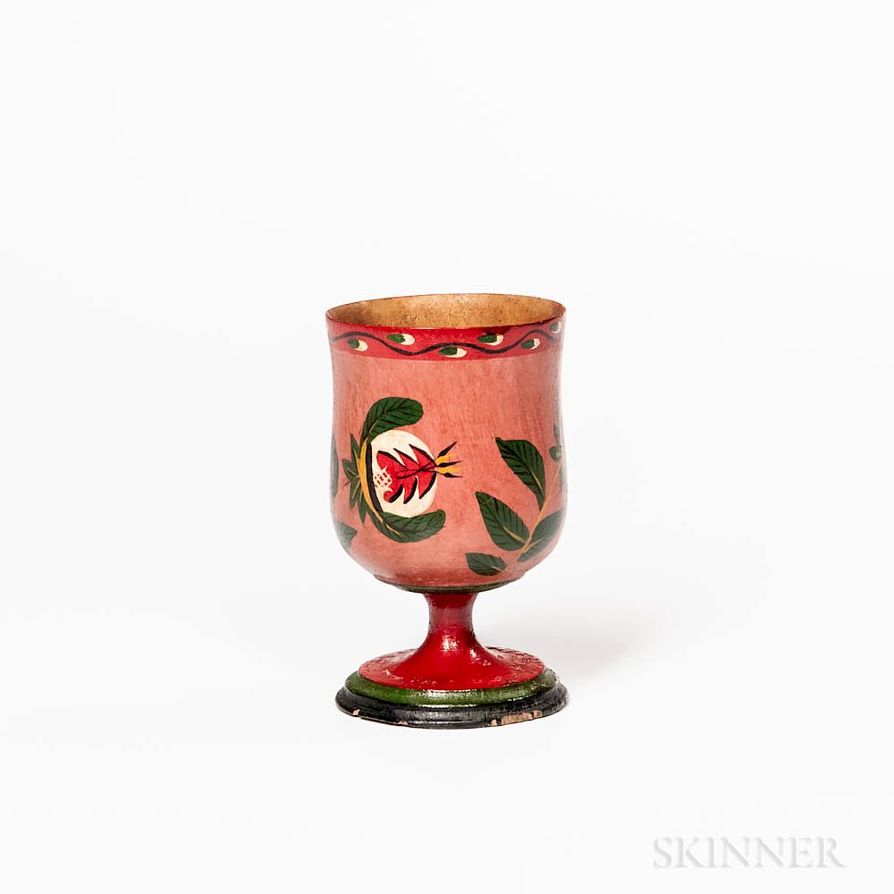 Appraisal: Polychrome Painted Lehnware Cup Polychrome Painted Lehnware Cup Joseph Long