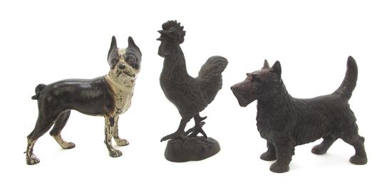 Appraisal: Sale Lot Three Cast Iron Doorstops depicting a Boston Terrier