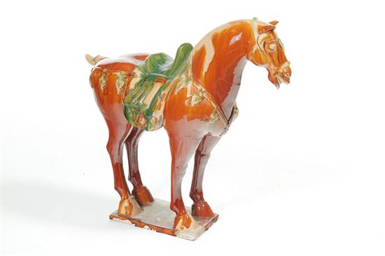 Appraisal: TANG-STYLE POTTERY HORSE China late th century Large horse with