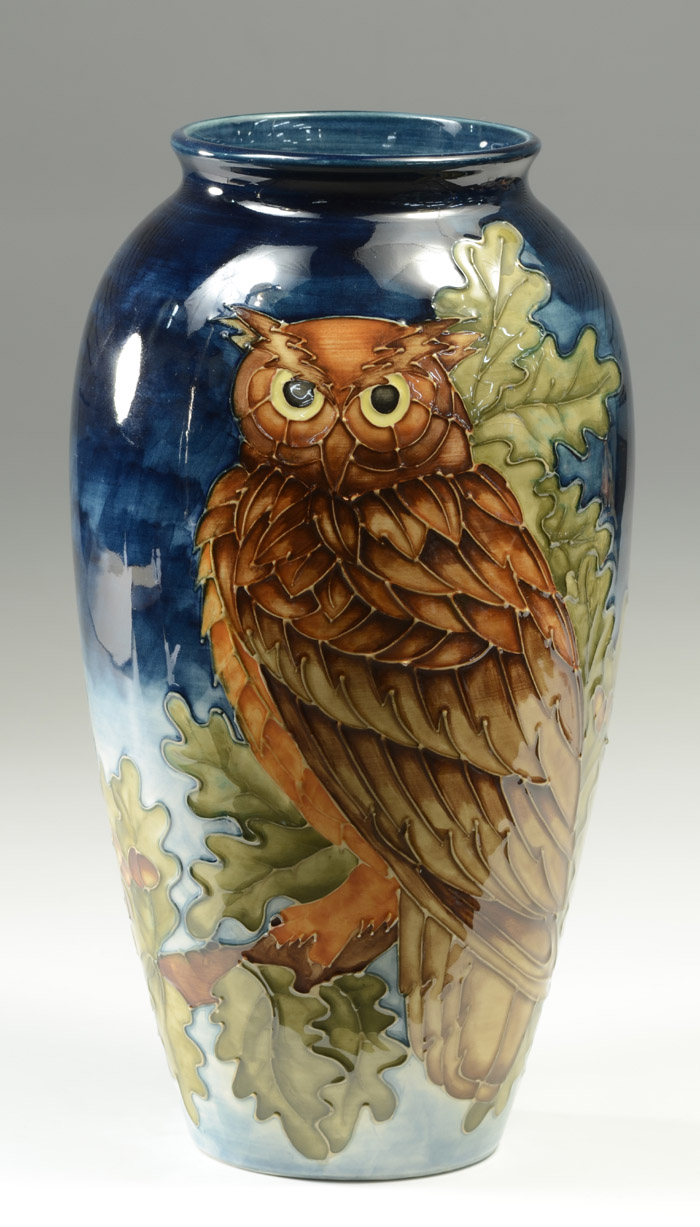 Appraisal: MOORCROFT POTTERY OWL VASE with impressed factory mark underfoot Height