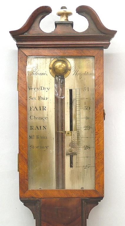 Appraisal: Mahogany stick barometer the silvered scale signed V Silvani Brighton