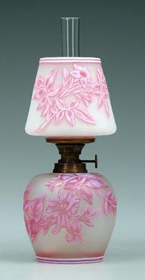 Appraisal: Webb cameo glass lamp pink and opal over frosted ground