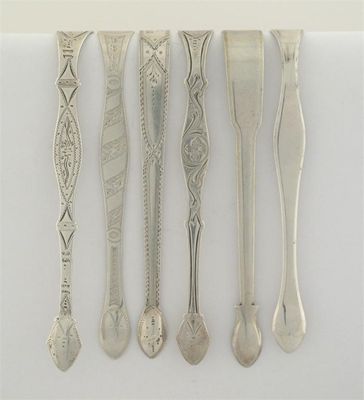 Appraisal: Four various pairs of tongs by Peter and William Bateman