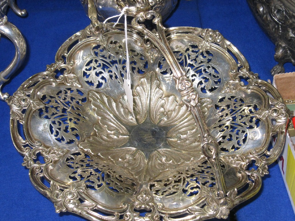 Appraisal: Victorian silver plated cane basket