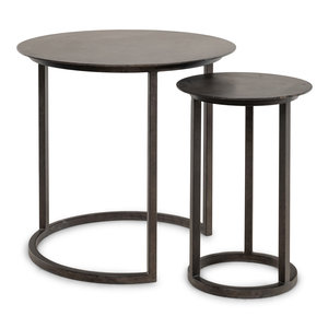 Appraisal: A Pair of Contemporary Metal Nesting Tables Height of taller