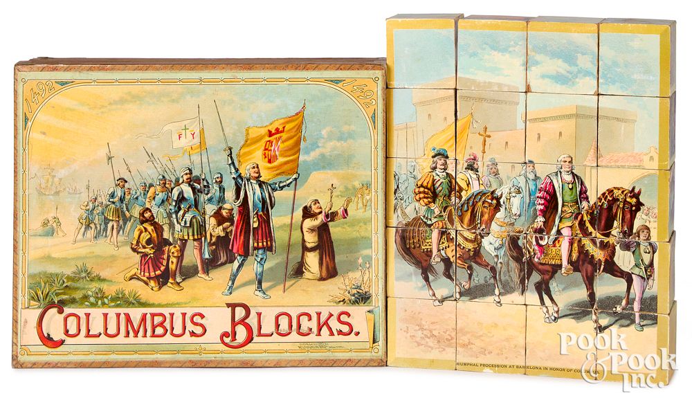 Appraisal: McLoughlin Bros Columbus Blocks ca McLoughlin Bros Columbus Blocks ca