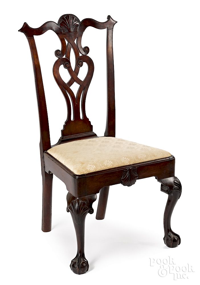 Appraisal: Philadelphia Chippendale walnut dining chair Exclusive on Bidsquare Philadelphia Chippendale