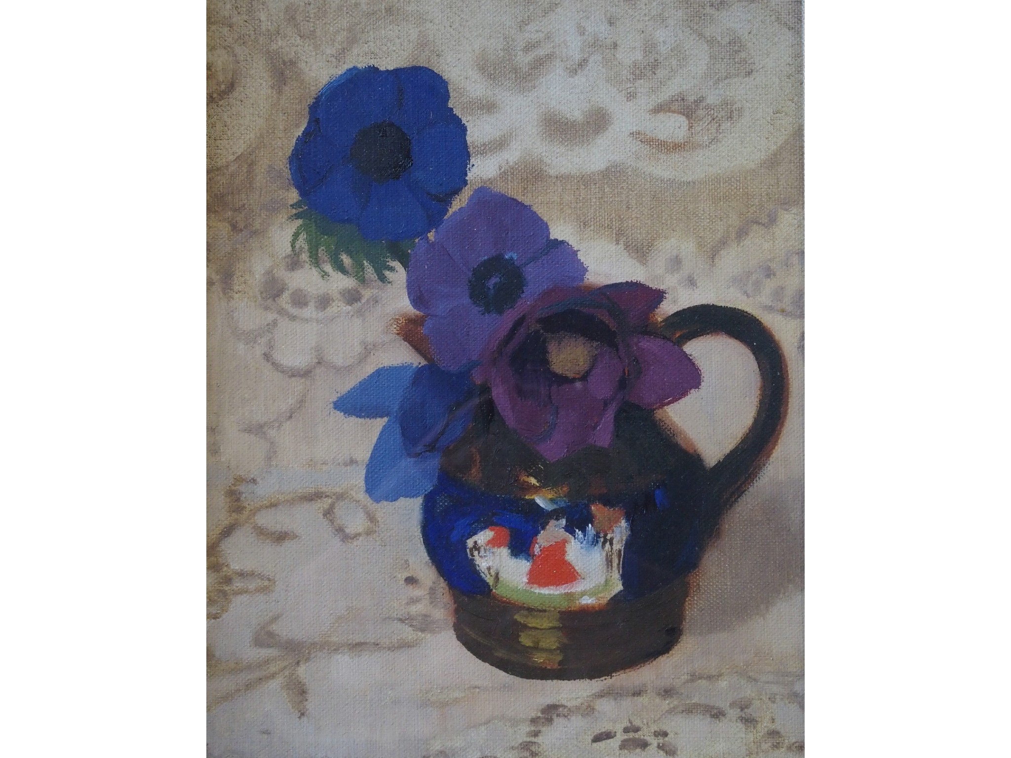 Appraisal: DANNY FERGUSON RSW Scottish - ANEMONES IN A JUGOil on