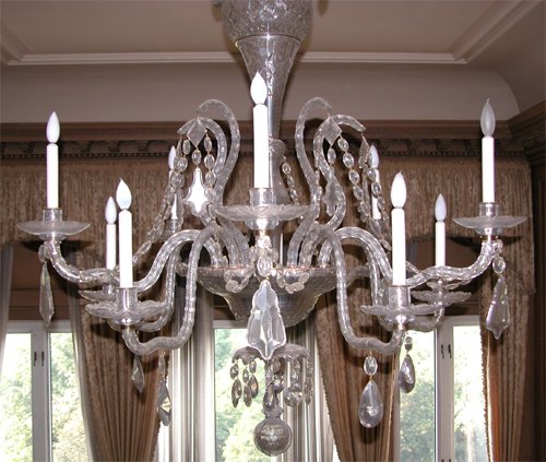 Appraisal: Title Elaborate Anglo-Irish-Style -arm Chandelier with pressed glass and crystal