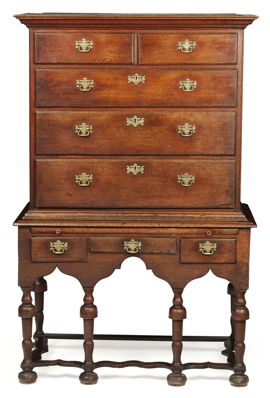 Appraisal: GEORGE I OAK CHEST ON STAND TH CENTURY the moulded