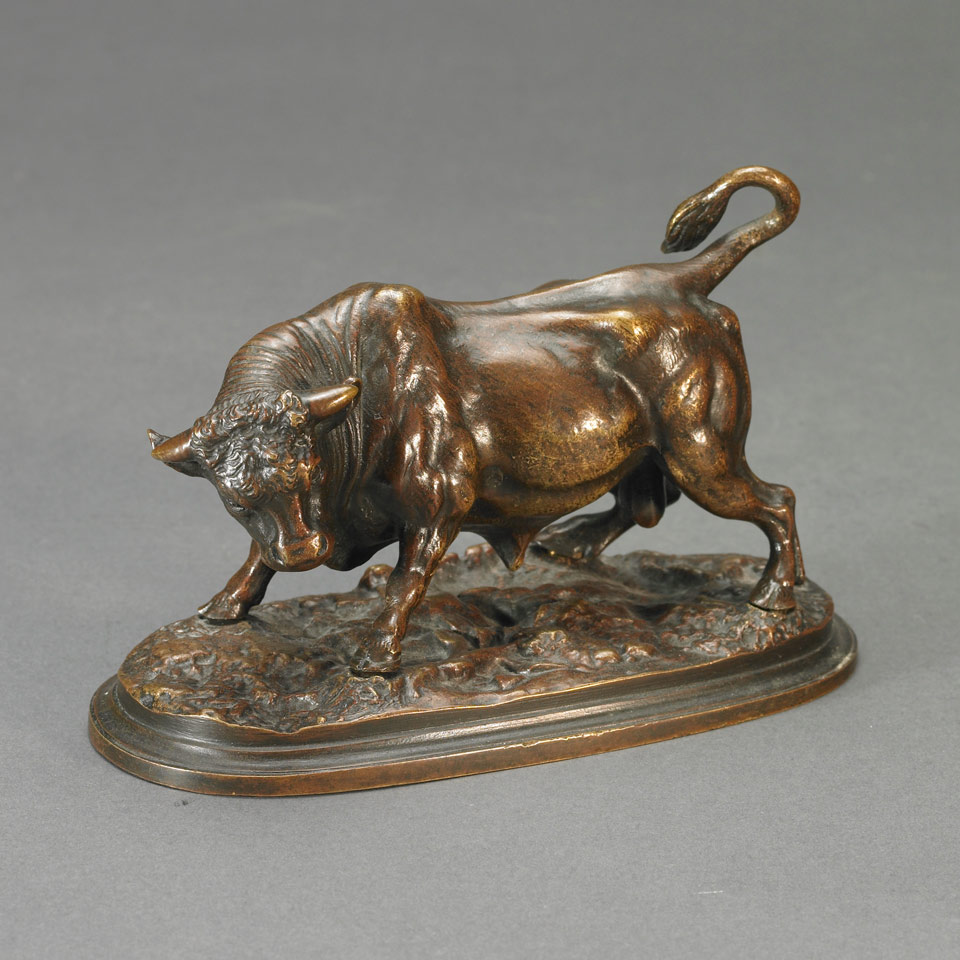 Appraisal: French School Patinated Bronze Figure of a Raging Bull th