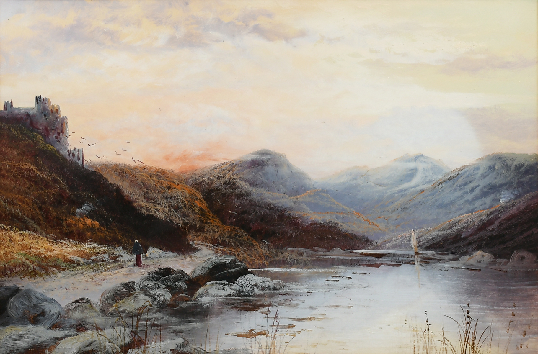 Appraisal: HIGHLAND LOCH PAINTING BY J MURRAY Oil Board '' x