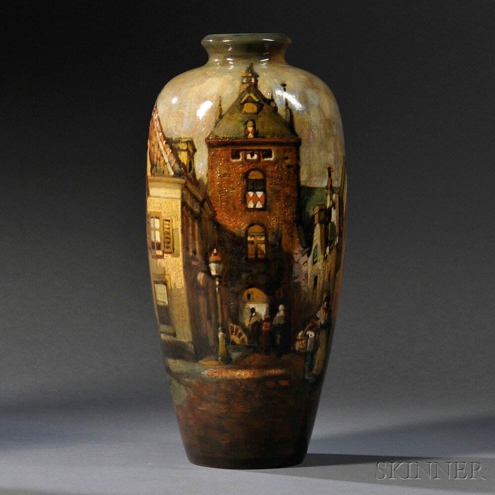 Appraisal: Zuid Holland Gouda Pottery High Glaze City Gate Vase Netherlands