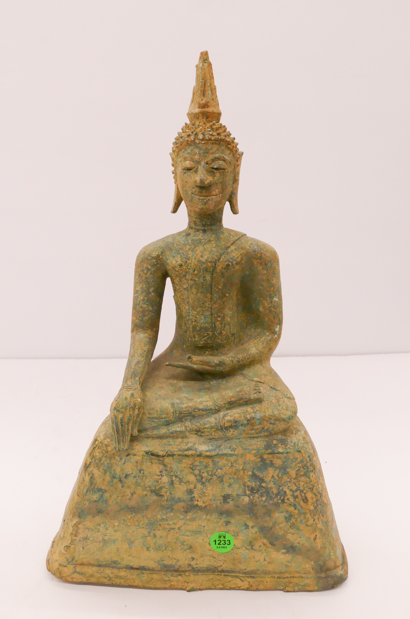 Appraisal: Thai Verdigris Bronze Seated Buddha- ''