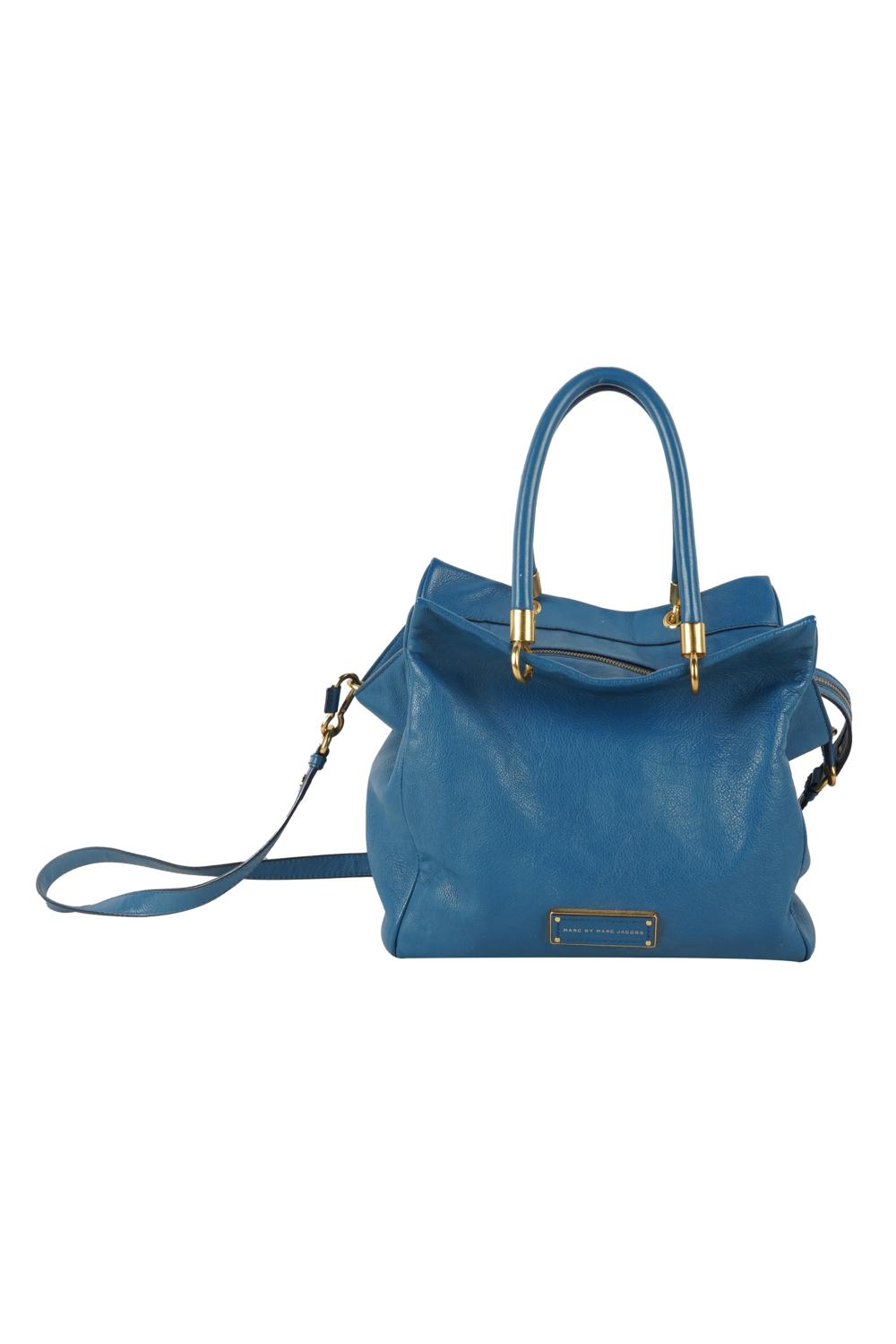 Appraisal: MARC JACOBS BLUE HANDBAGwith double handle and shoulder strap Condition