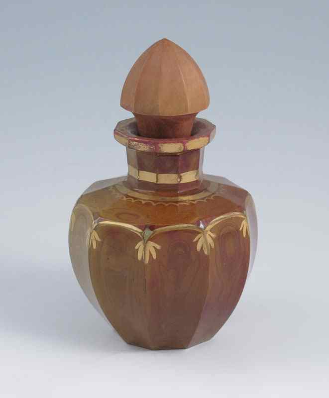 Appraisal: FRIEDRICH EGARMANN HYALITH GLASS PERFUME BOTTLE Woodgrain effect glass with