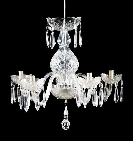 Appraisal: Waterford crystal five-light chandelier with drop prisms in L in