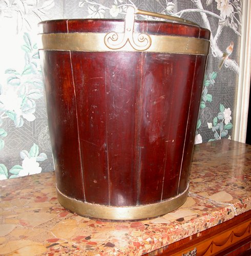 Appraisal: Title Mahogany Peat Pail with brass handle Medium mahogany Dimensions