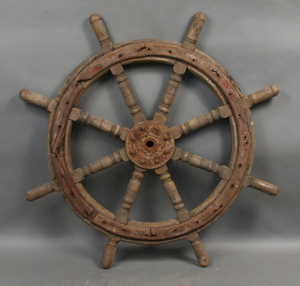 Appraisal: Late th early th Century walnut ship's wheel dia Good