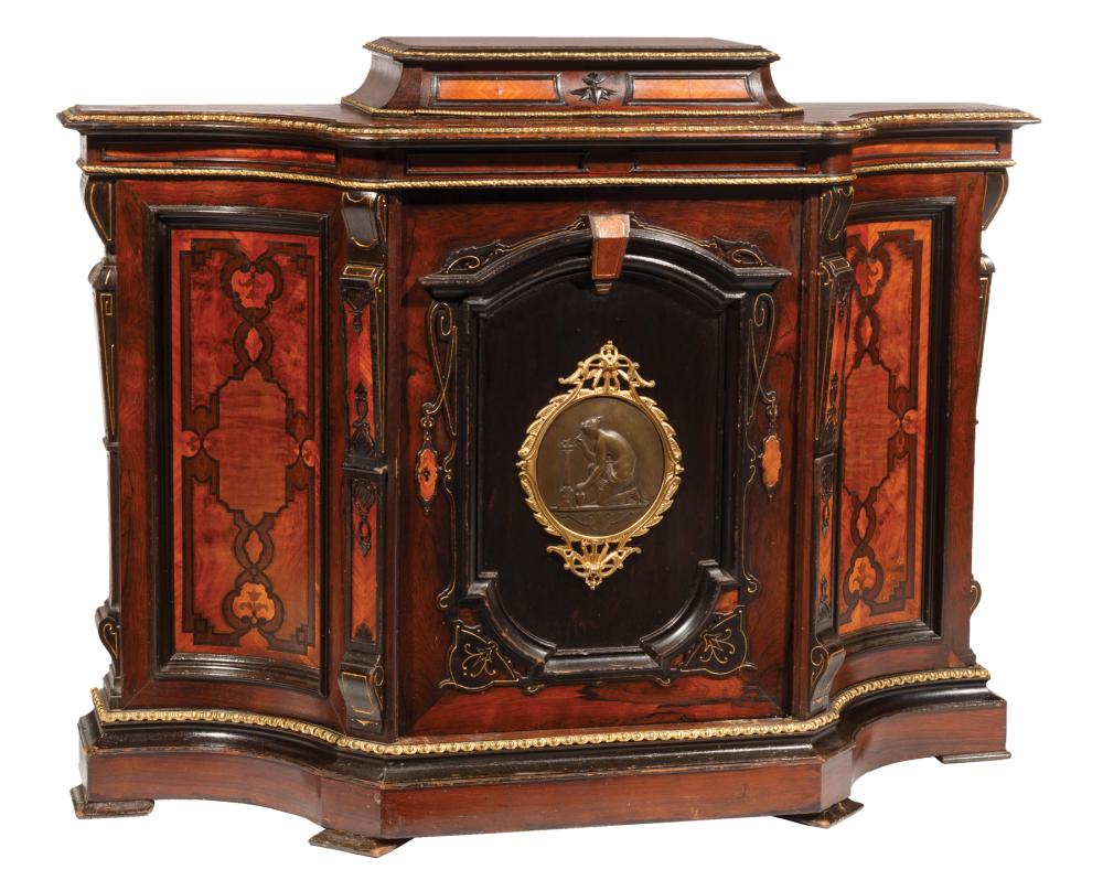 Appraisal: American Renaissance Inlaid and Ebonized Rosewood Parlor Cabinet c attr