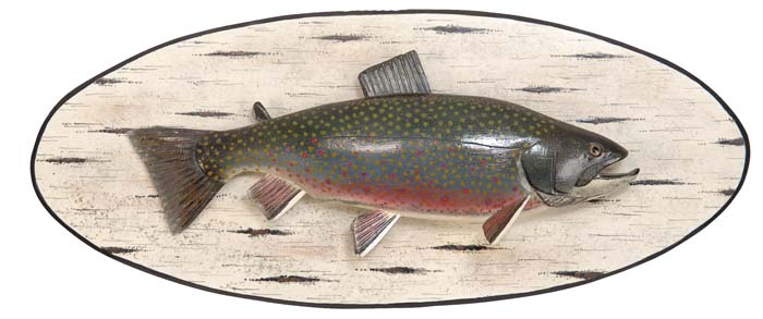 Appraisal: CARVED AND PAINTED TROPHY BROOK TROUT BY LAWRENCE IRVINE Finely