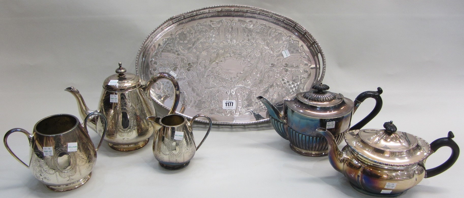 Appraisal: Plated wares comprising a twin handled oval gallery tray a