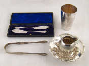 Appraisal: A mixed lot A silver panelled bowl cm across a