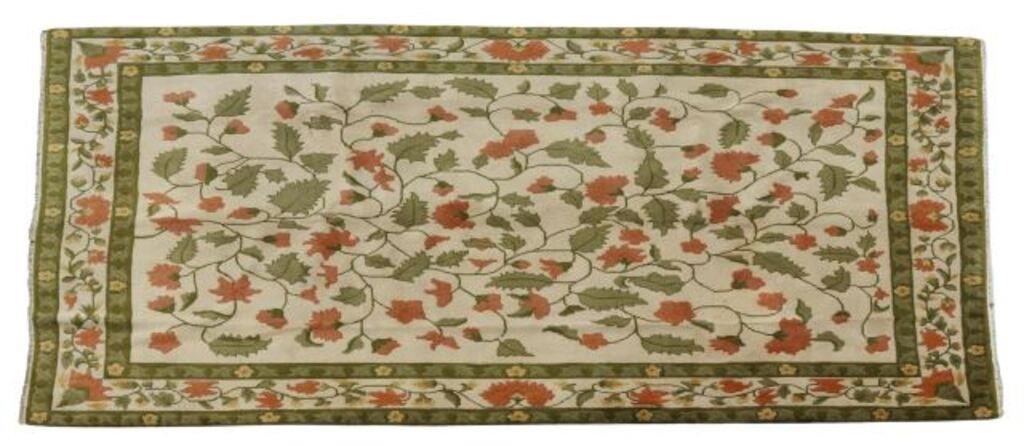 Appraisal: Hand-tied Chinese floral rug approx ' l ' w