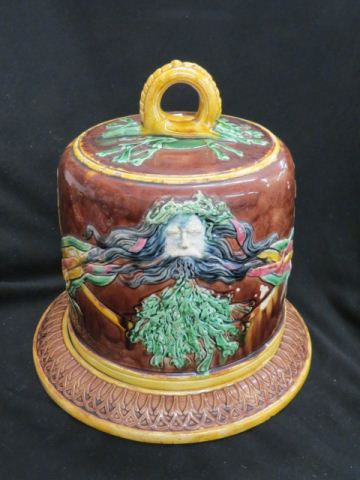 Appraisal: Majolica Pottery Cheese Keeper face of a god tall