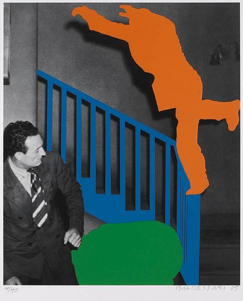 Appraisal: John Baldessari American born Two Figures One Leaping Orange One