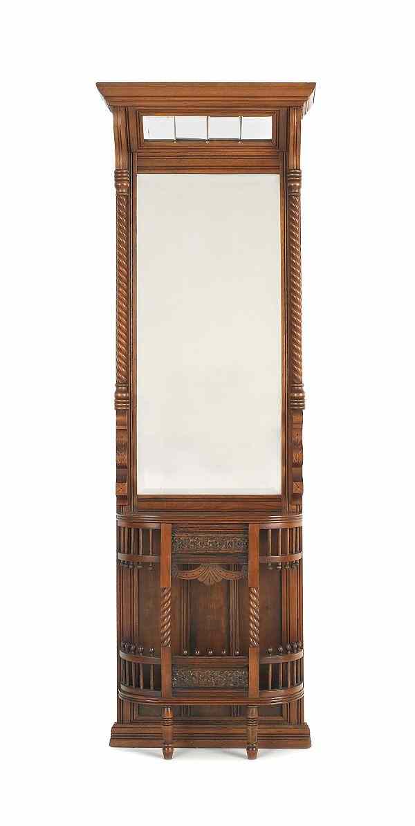 Appraisal: Victorian walnut mirrored hall stand late th c h w