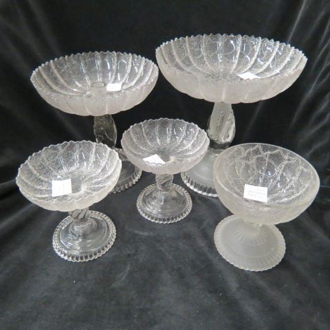 Appraisal: Pattern Glass Compotes Tree of Life with hand decor bases