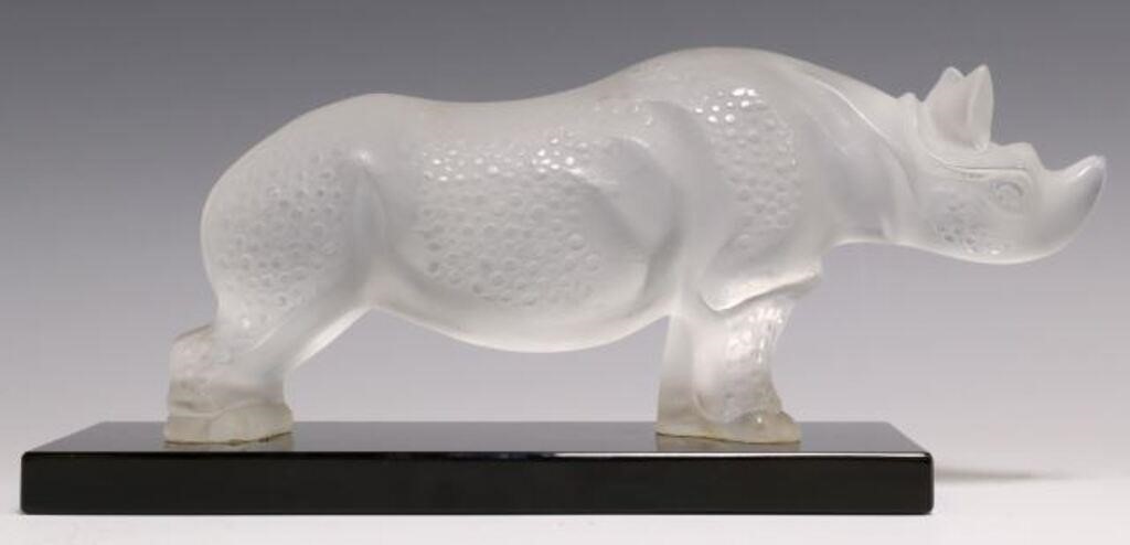 Appraisal: FRENCH LALIQUE RHINOCEROS CRYSTAL SCULPTUREFrench Lalique art glass figure Rhinoceros