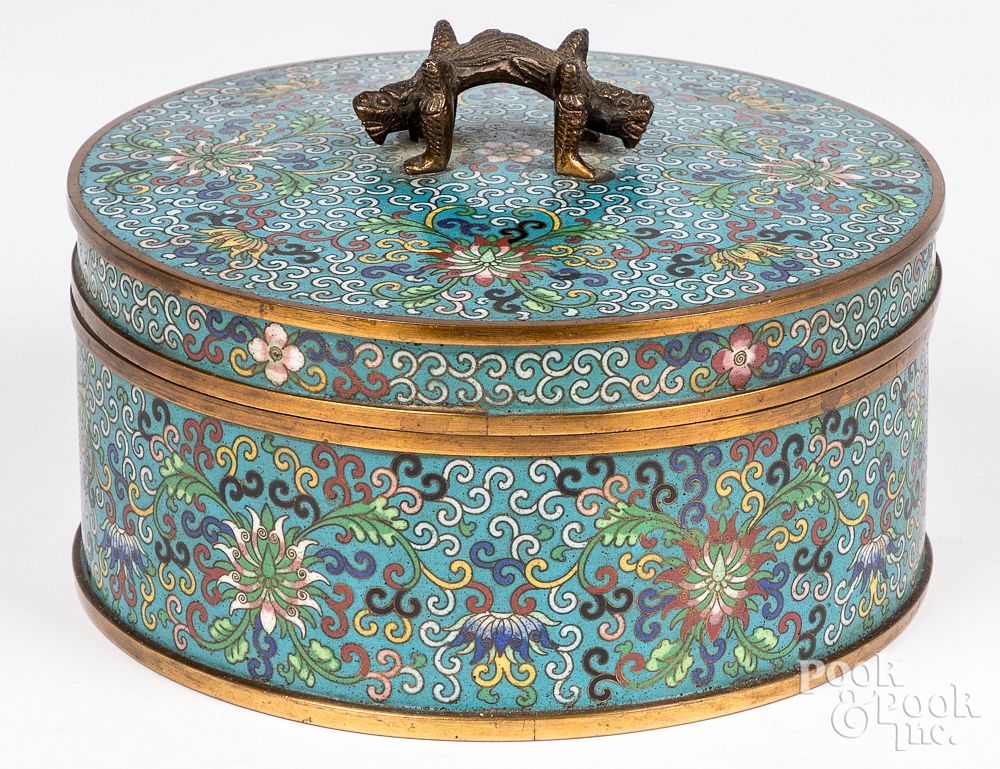 Appraisal: Chinese cloisonn covered box th c Chinese cloisonn covered box