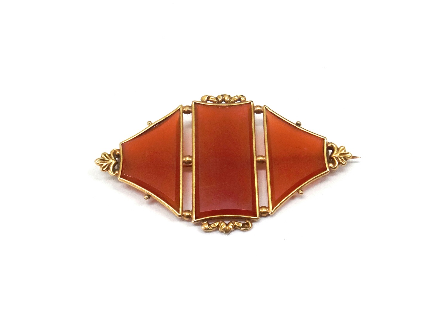 Appraisal: A gold mounted paste simulating cornelian set brooch European mid