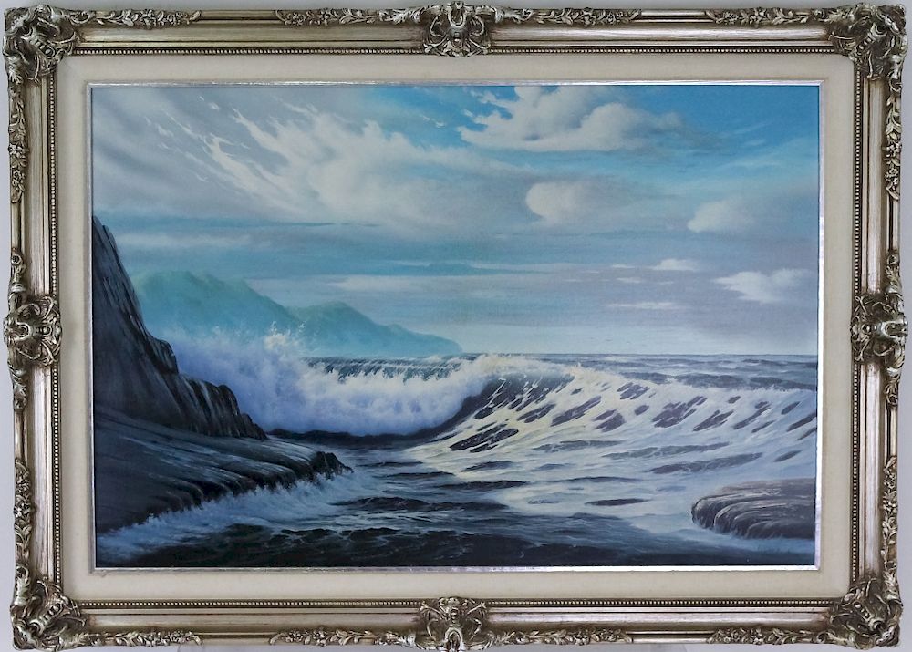 Appraisal: Coastal Beach California Seascape Painting SIGNED Original oil painting on