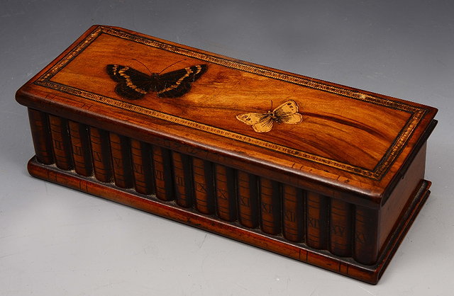 Appraisal: A SORRENTO WARE OLIVE WOOD WRITING BOX the lid inlaid