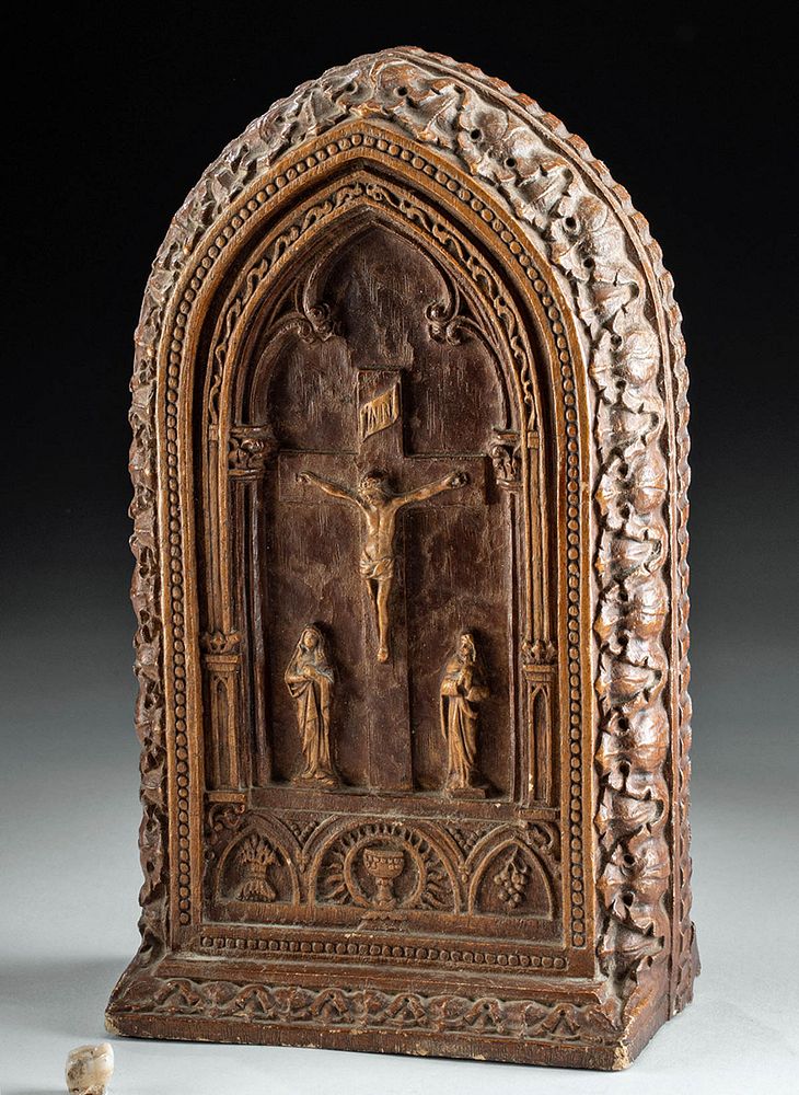 Appraisal: th C European Wood Reliquary w Saint's Tooth Western Europe